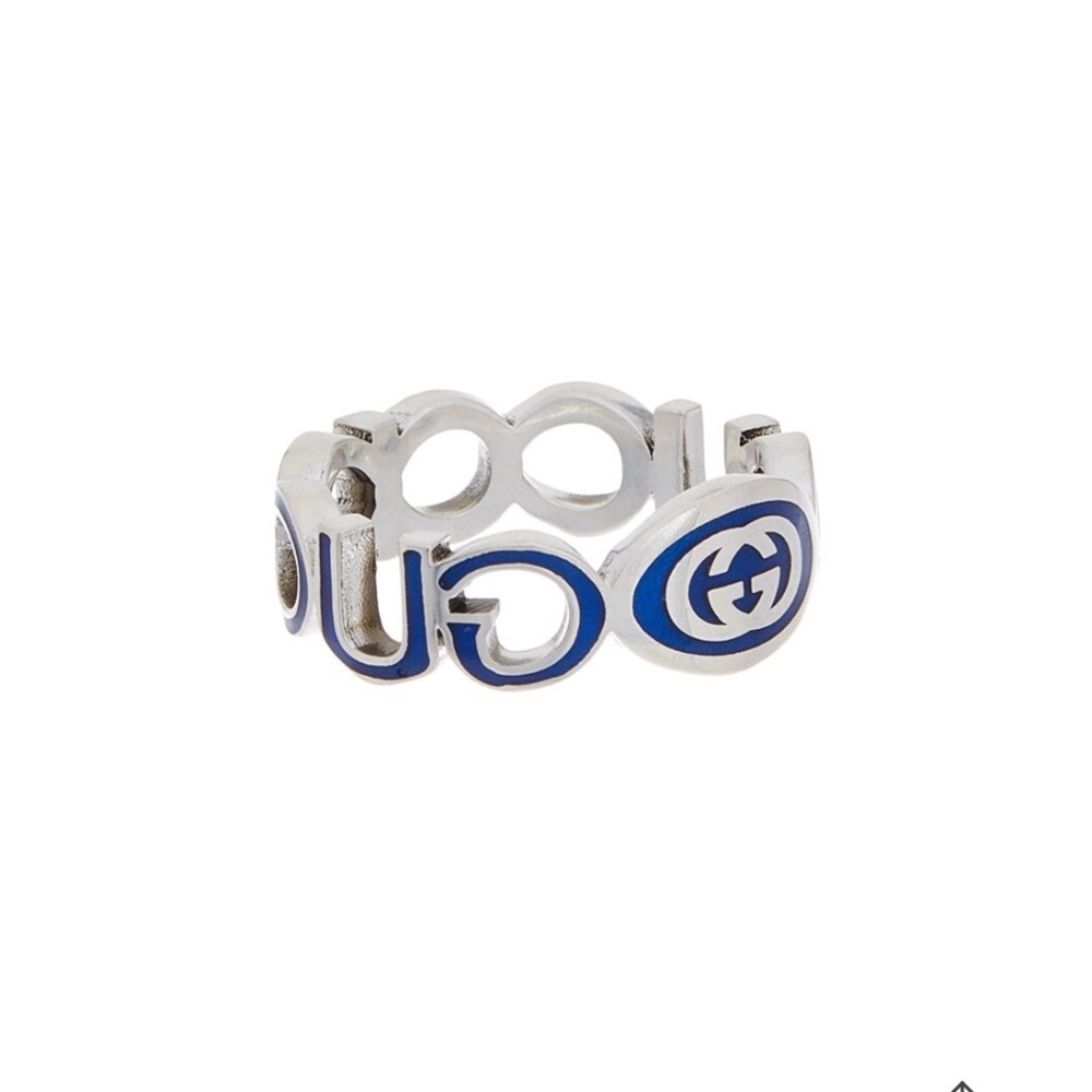 925 Gucci Silver Ring with Blue Detailing - Picture 2 of 6